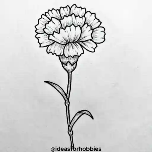 Carnation Flower Drawing With Pencil