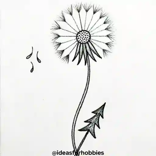 Dandelion Flower Drawing With Pencil