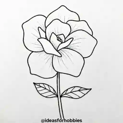 Gardenia Flower Drawing With Pencil