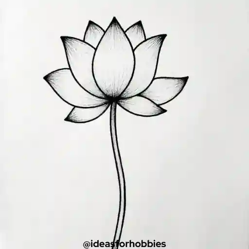 Lotus Flower Drawing With Pencil